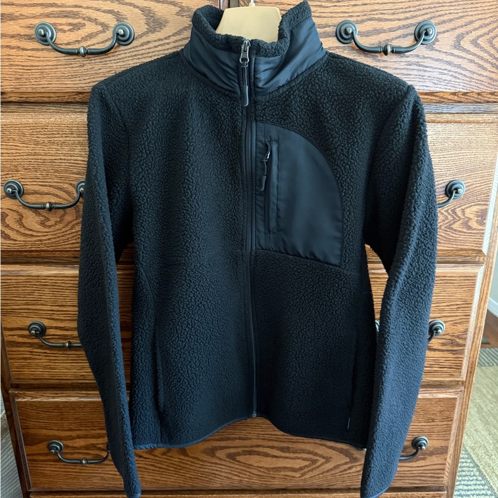 Mock Neck Black Fleece Jacket